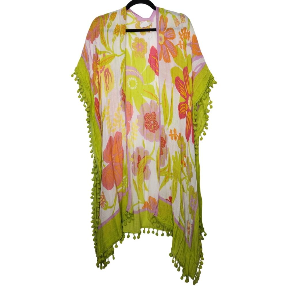 Shiraleah Chicago Poncho Cardigan Floral Flowers Beach Cover One Size Boho